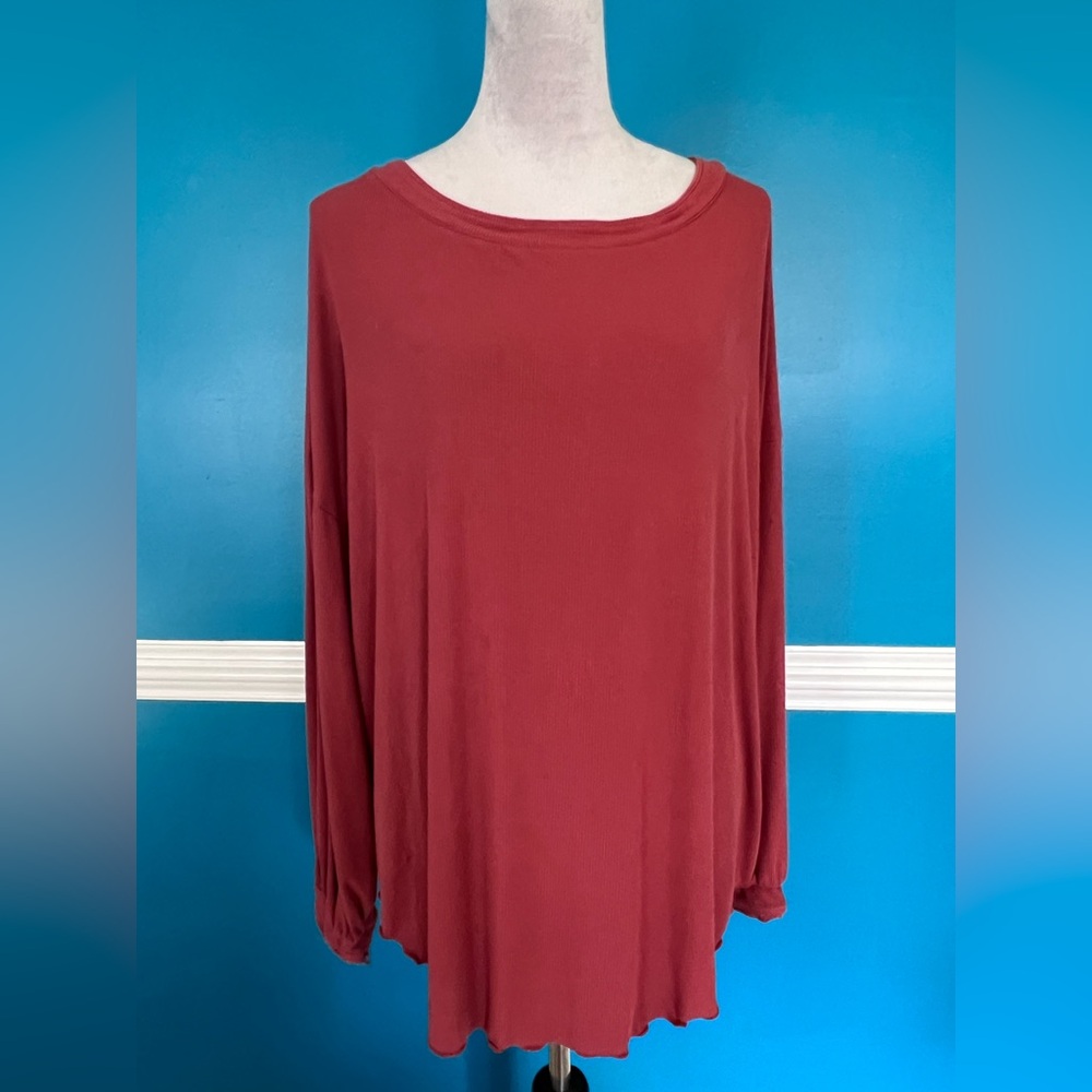 Free People Burgundy Long Sleeve Tunic